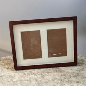 Pottery Barn Rich Mahogany Wooden Dual Photo Frame 15”x11”